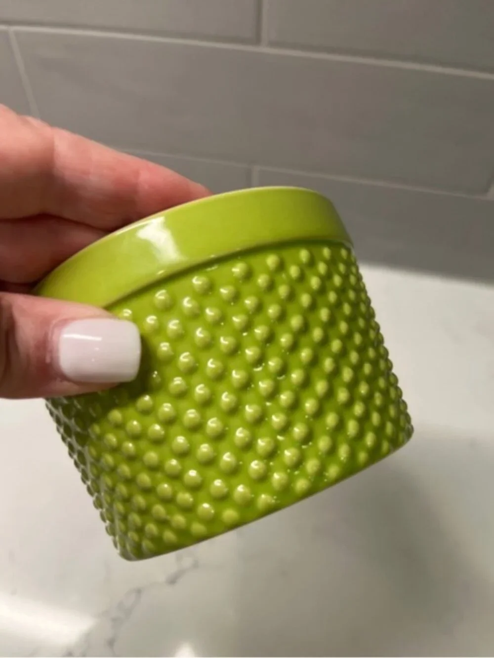 Crate&Barrel Lime Green Textured Ceramic Ramekin